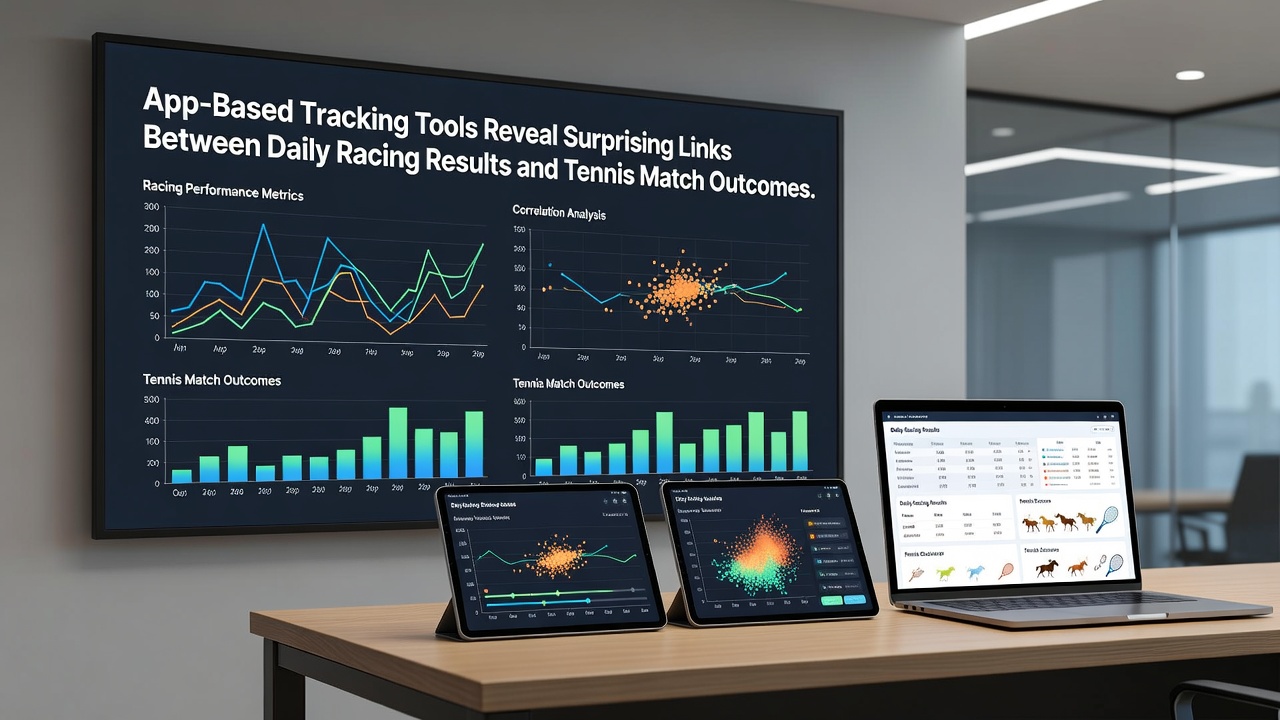 Bettor reviewing correlated racing and tennis data on a mobile app dashboard