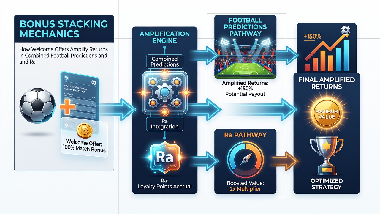 Diagram showing how free bet credits and deposit matches combine across football accumulators and horse racing multiples