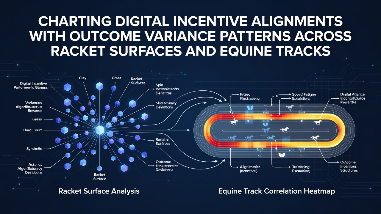 Data visualization showing outcome variance patterns mapped across different racket sports surfaces and equine racing tracks