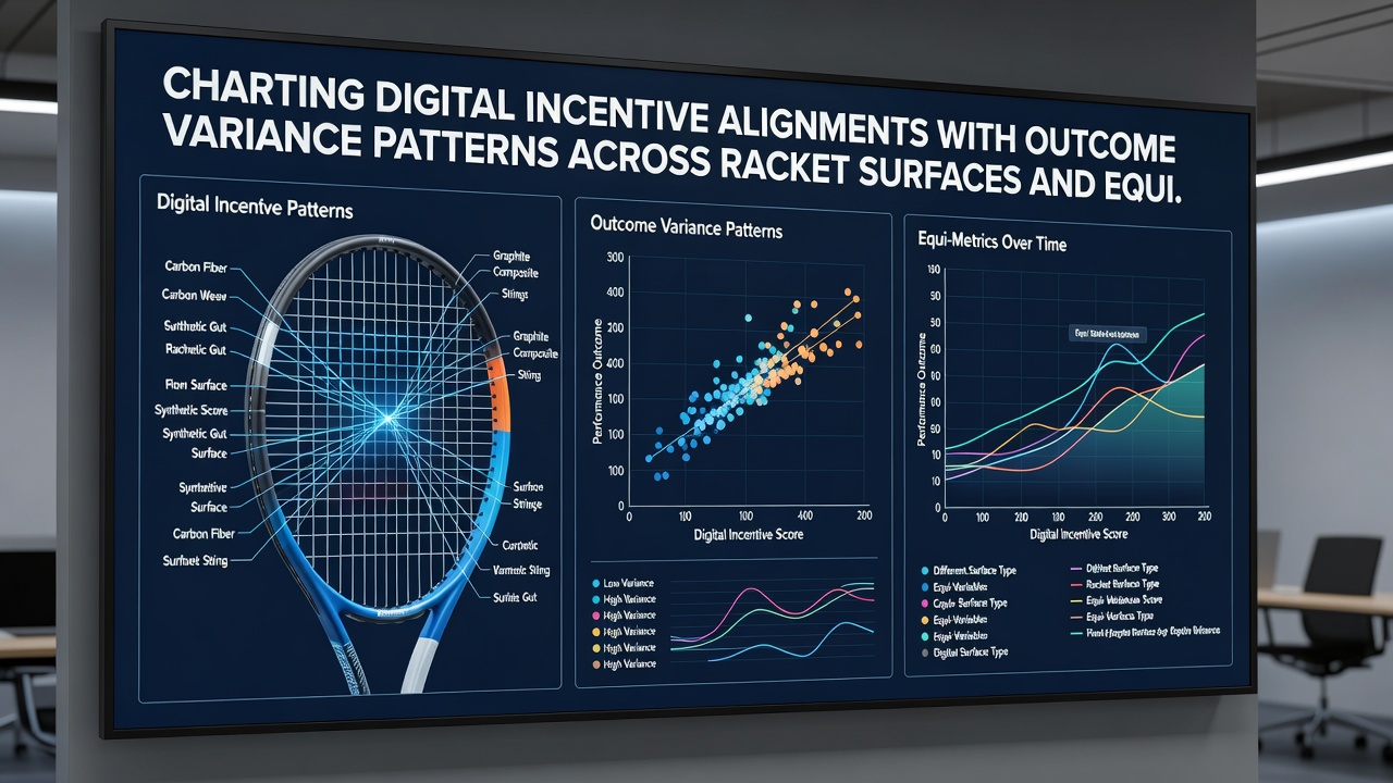 Analytical dashboard displaying incentive alignment metrics overlaid on racket surface and equine track variance data
