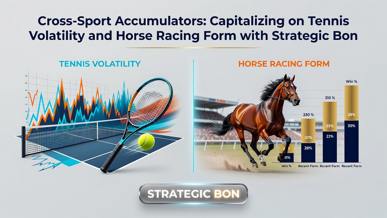 Horse racing finish line with bettors reviewing accumulator tickets on mobile devices