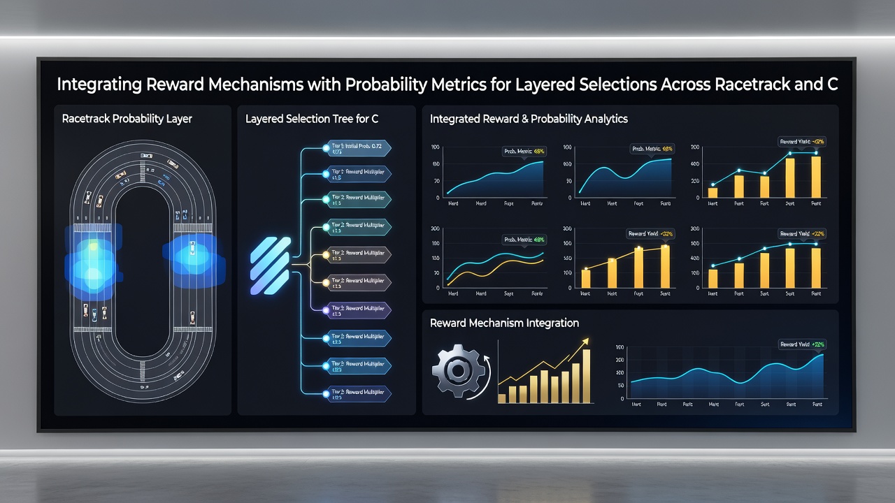 Chart showing layered selection examples integrating rewards and probability metrics in racing and tennis