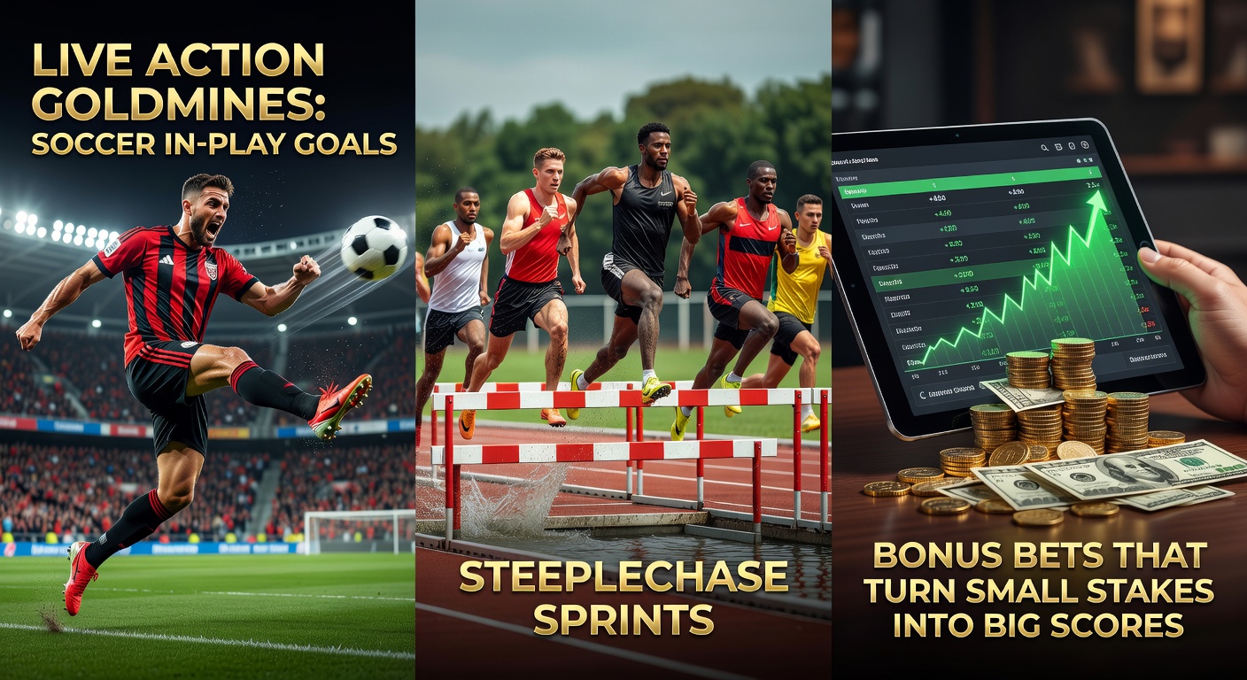 Dynamic action shot of a soccer player celebrating an in-play goal amid a packed stadium, capturing the high-energy moment bettors target