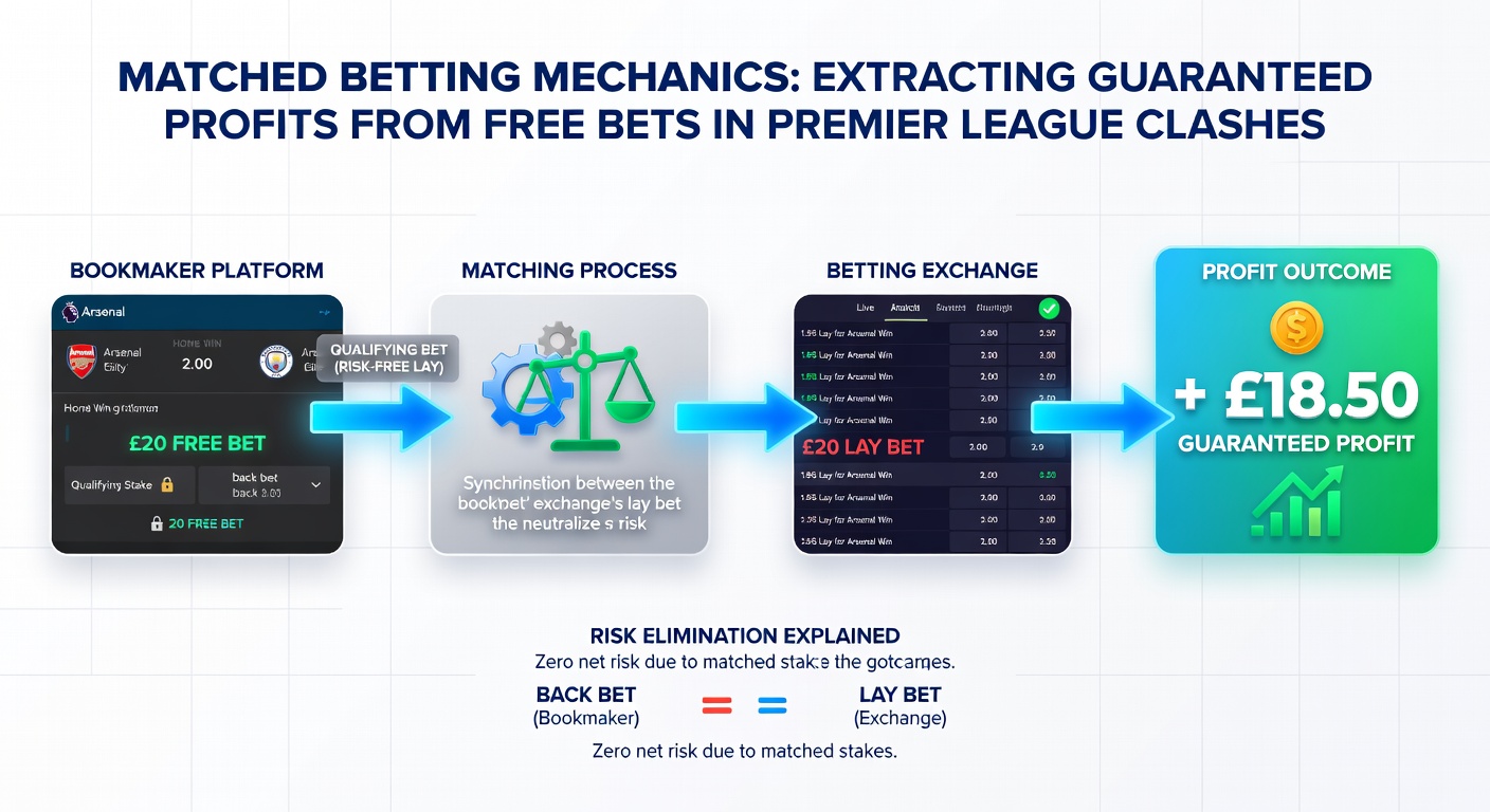 Tennis player serving during ATP match with overlaid betting slips showing back bet on bookmaker and lay on exchange for risk-free profit extraction