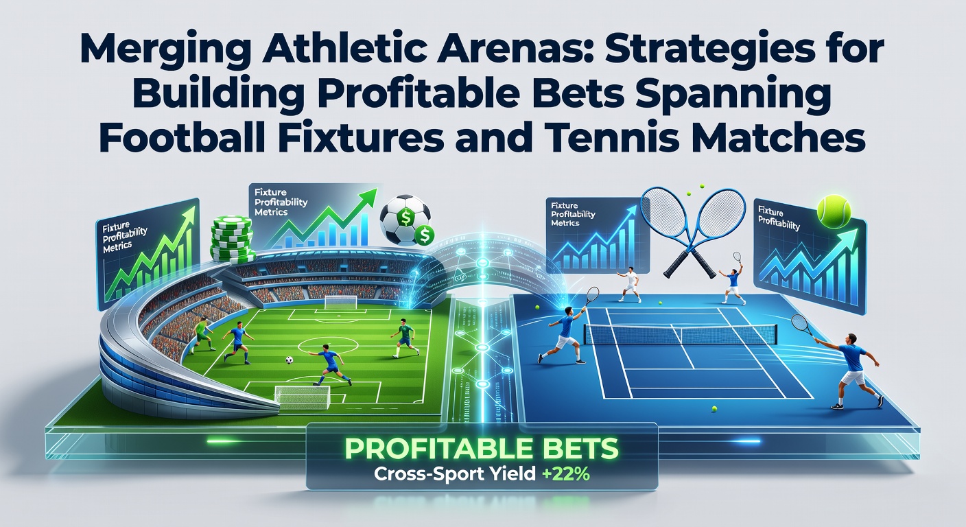 Athletes from football and tennis fields converging in a dynamic sports arena illustration