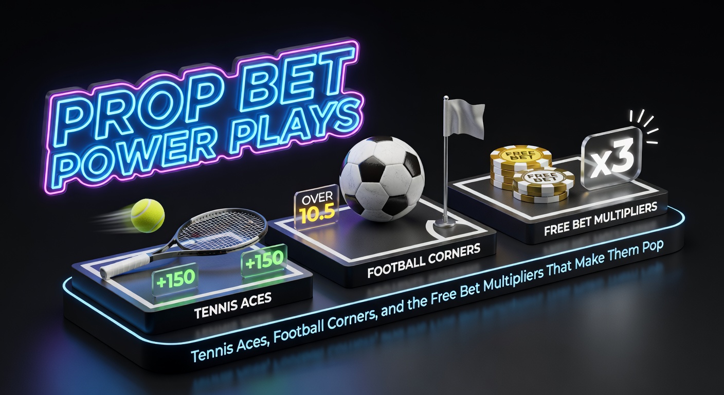 Dynamic action shot of a tennis player serving an ace during a high-stakes match, with a soccer corner kick in the blurred background highlighting prop bet action