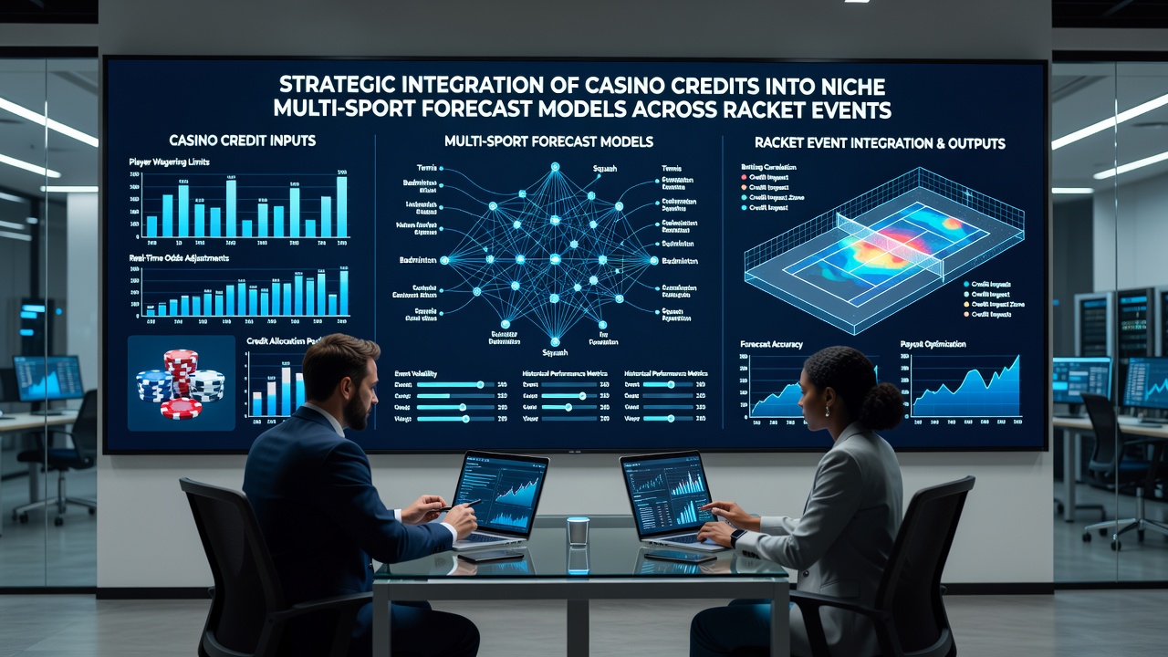Multi-sport forecast model dashboard showing casino credit integration across tennis and horse racing circuits